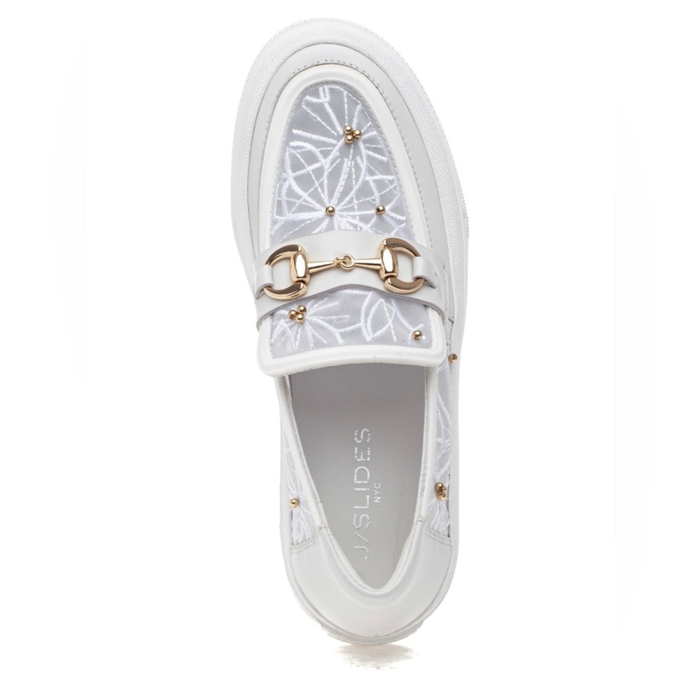 J Slides Georgy Sneaker White Lace & Leather Upper Size 5 - Picture 4 of 4